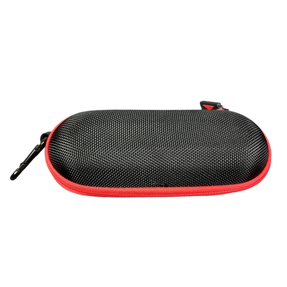 Denali Black Red Hard Shell Sunglasses Case with Carabiner Clip Zipper Closure